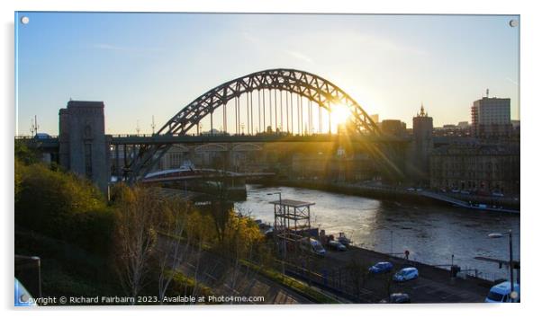 Tyne Bridge at Sunset Acrylic by Richard Fairbairn