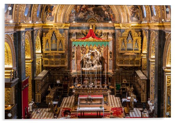 High Altar in St John Co-Cathedral in Valletta Acrylic by Artur Bogacki