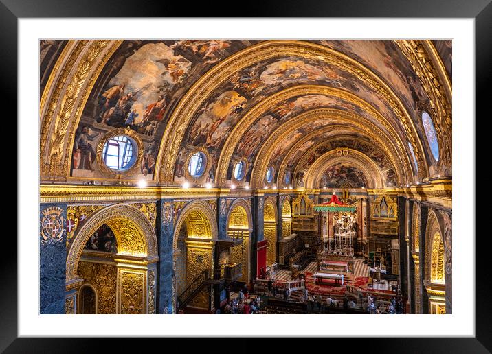 St John Co Cathedral Interior in Valletta Framed Mounted Print by Artur Bogacki