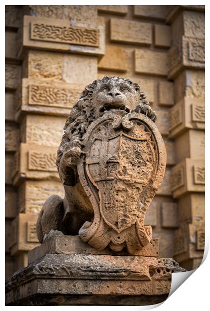 Lion With Coat of Arms at Mdina Gate in Malta Print by Artur Bogacki