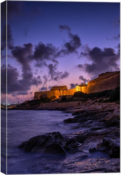 Manoel Island and Fort at Twilight in Malta Canvas Print by Artur Bogacki