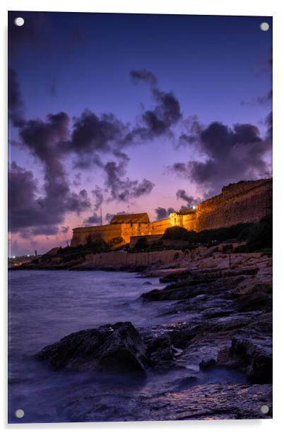 Manoel Island and Fort at Twilight in Malta Acrylic by Artur Bogacki