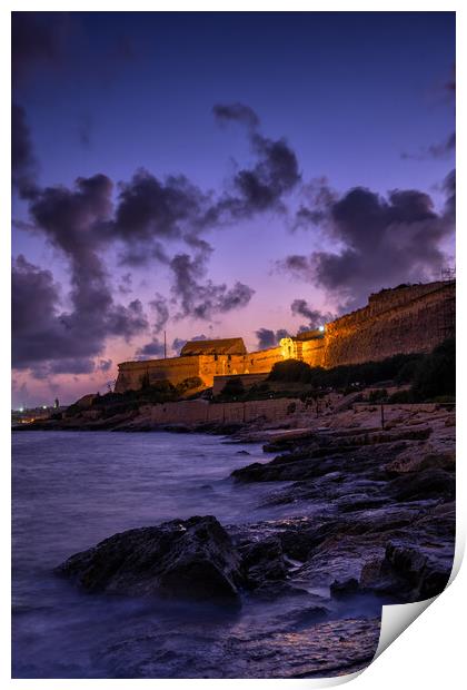 Manoel Island and Fort at Twilight in Malta Print by Artur Bogacki