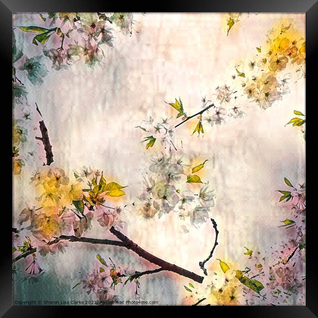 Retro Summer Blossom Framed Print by Sharon Lisa Clarke
