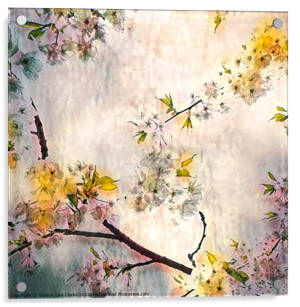 Retro Summer Blossom Acrylic by Sharon Lisa Clarke