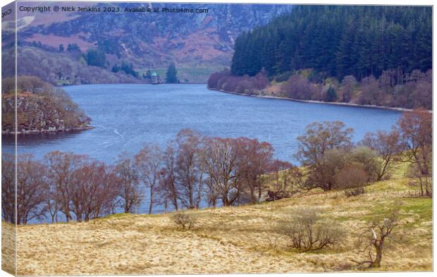 Looking down Pen y Garreg Reservoir to the Control Canvas Print by Nick Jenkins