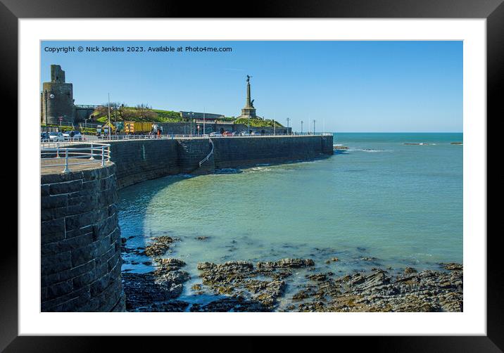 Sea Wall Aberystwyth Ceredigion North Wales Framed Mounted Print by Nick Jenkins