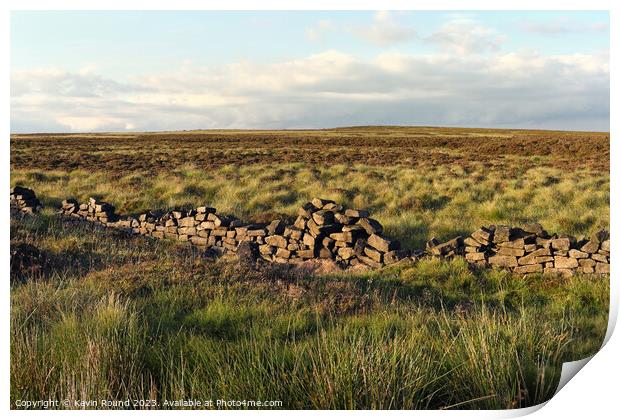 Outdoor field Stanage wall Print by Kevin Round