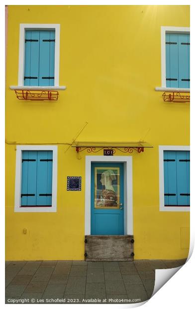 Burano yellow house  Print by Les Schofield