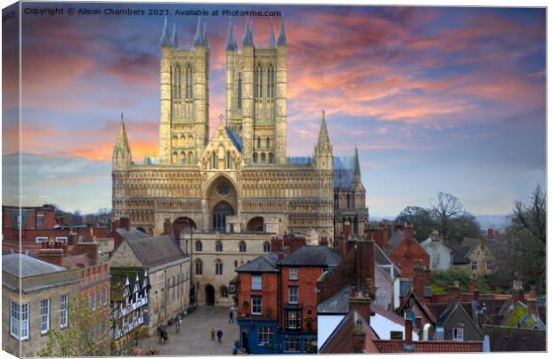 Lincoln Cathedral Sunset  Canvas Print by Alison Chambers