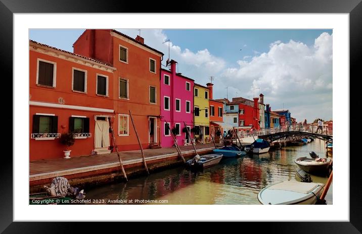 Enchanting Burano Island Framed Mounted Print by Les Schofield