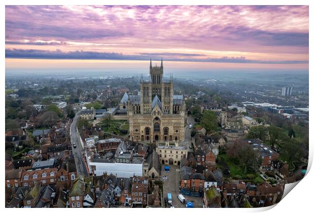Lincoln Cathedral Sunrise Print by Apollo Aerial Photography