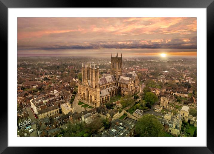 Lincoln Cathedral Sunrise Framed Mounted Print by Apollo Aerial Photography