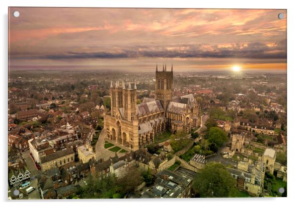 Lincoln Cathedral Sunrise Acrylic by Apollo Aerial Photography