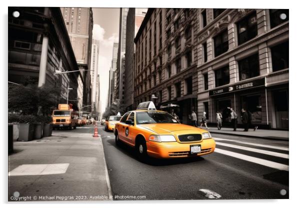 A yellow taxi in the streets of New York created with generative Acrylic by Michael Piepgras