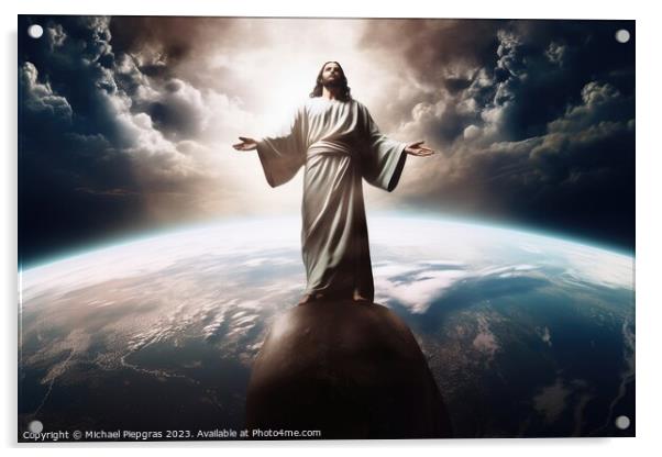 Jesus Christ savior of the world created with generative AI tech Acrylic by Michael Piepgras