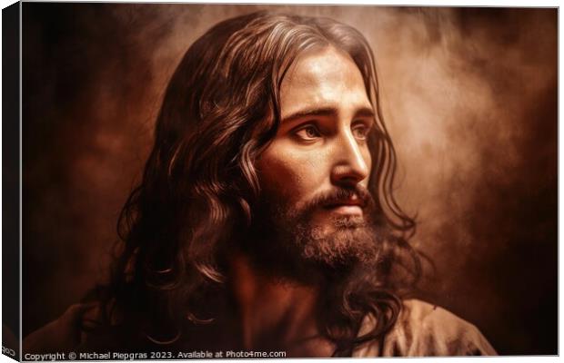 Jesus Christ savior of the world created with generative AI tech Canvas Print by Michael Piepgras