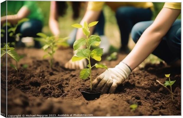 Planting trees for sustainable food production created with gene Canvas Print by Michael Piepgras