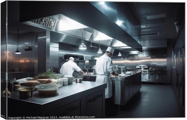 Professional chefs cooking in a modern kitchen created with gene Canvas Print by Michael Piepgras