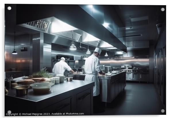 Professional chefs cooking in a modern kitchen created with gene Acrylic by Michael Piepgras