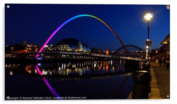 Gateshead Millennium Bridge Acrylic by Richard Fairbairn