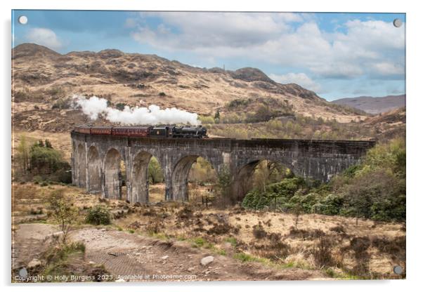 The Glenfinn Viaduct is a railway viaduct on the West highland Line Harry Potter train  Acrylic by Holly Burgess