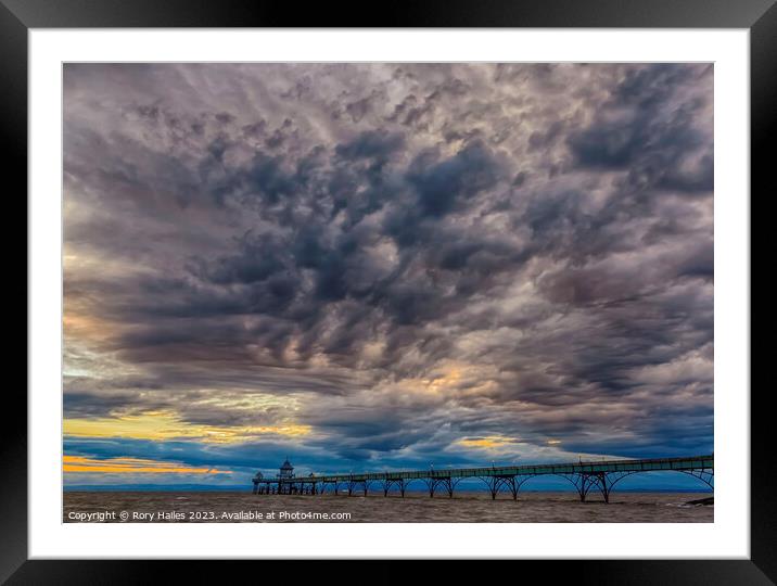 Clevedon Pier with Moody clouds overhead Framed Mounted Print by Rory Hailes