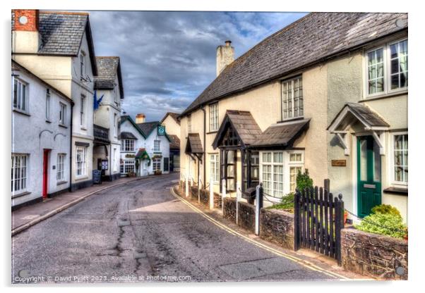 Porlock High Street  Acrylic by David Pyatt