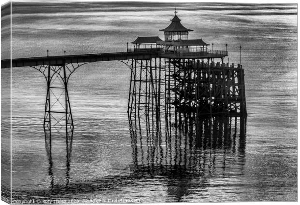 Clevedon Pier at sunset on a calm and tranquil evening Canvas Print by Rory Hailes