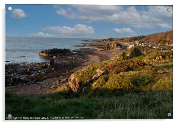 Dunure Harbour South Ayrshire Scotland on the coast of Fifth  Acrylic by Holly Burgess