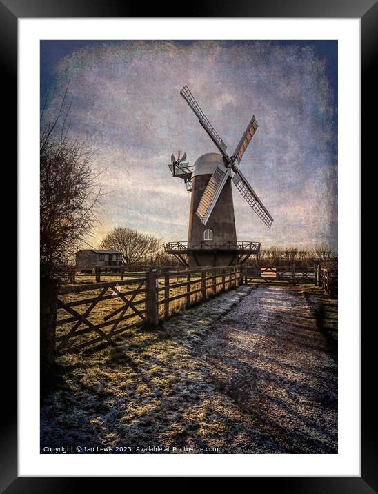 Winter Windmill Framed Mounted Print by Ian Lewis