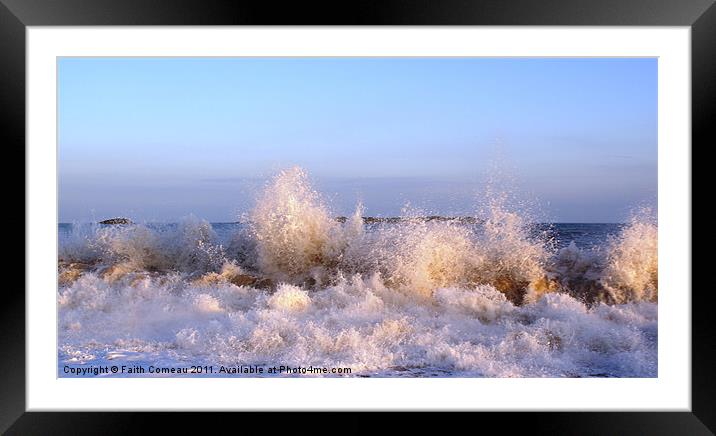 Waves smashing against the shore Framed Mounted Print by Faith Comeau
