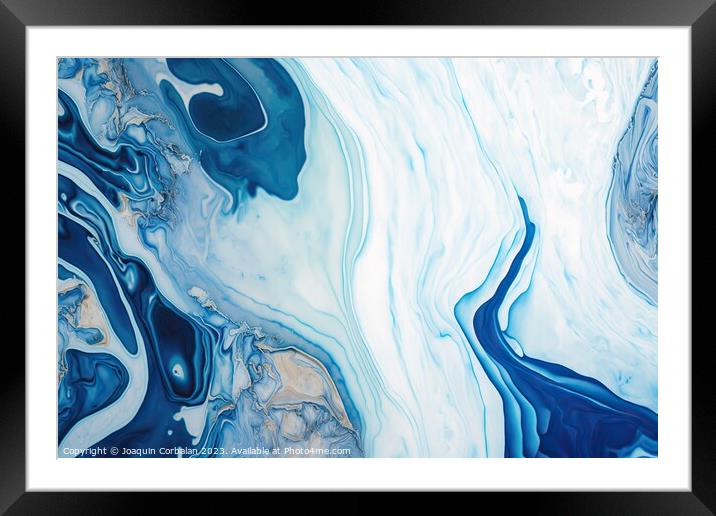 Flowing Waves of the Imaginary Ocean, An Abstract Artistic Illus Framed Mounted Print by Joaquin Corbalan