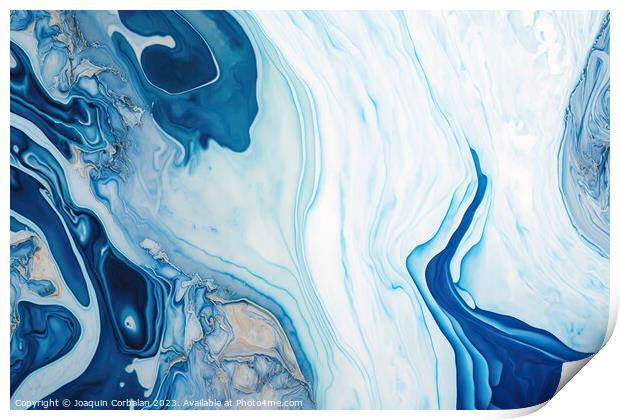 Flowing Waves of the Imaginary Ocean, An Abstract Artistic Illus Print by Joaquin Corbalan