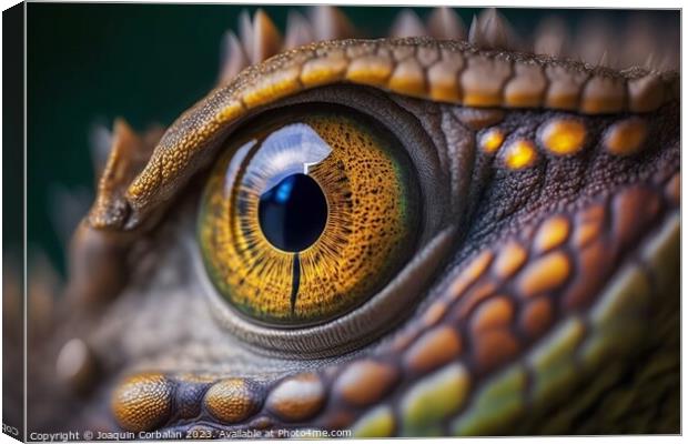 Macro of a colorful reptile eye. Ai generated. Canvas Print by Joaquin Corbalan
