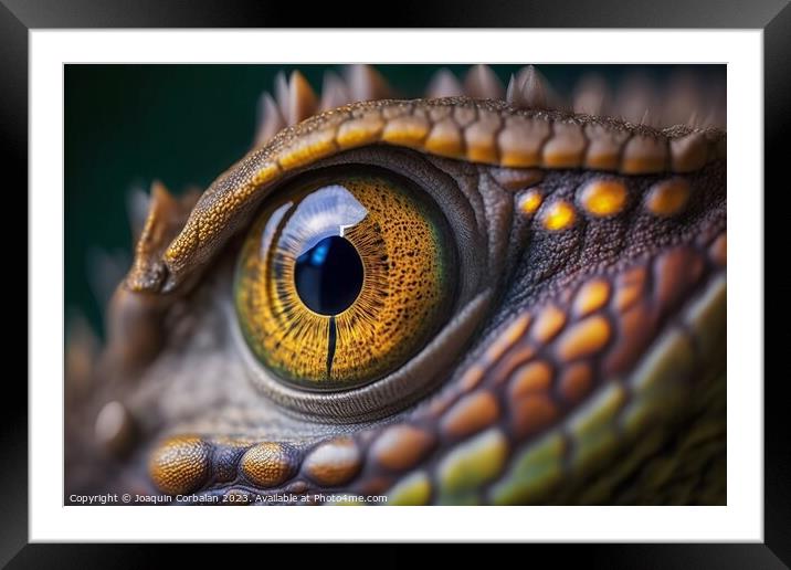 Macro of a colorful reptile eye. Ai generated. Framed Mounted Print by Joaquin Corbalan