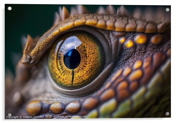 Macro of a colorful reptile eye. Ai generated. Acrylic by Joaquin Corbalan