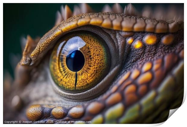 Macro of a colorful reptile eye. Ai generated. Print by Joaquin Corbalan