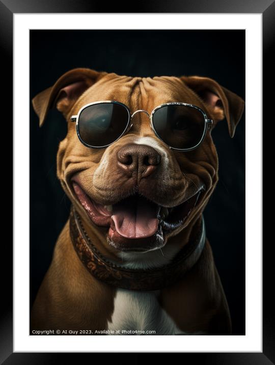 Happy Pitbull  Framed Mounted Print by Craig Doogan Digital Art