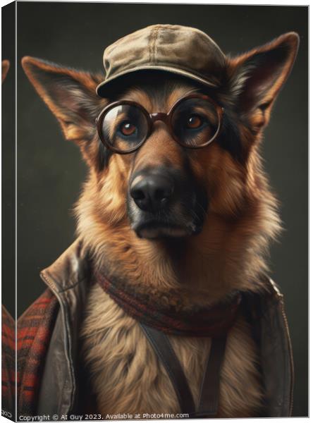 Hipster German Shepherd Canvas Print by Craig Doogan Digital Art