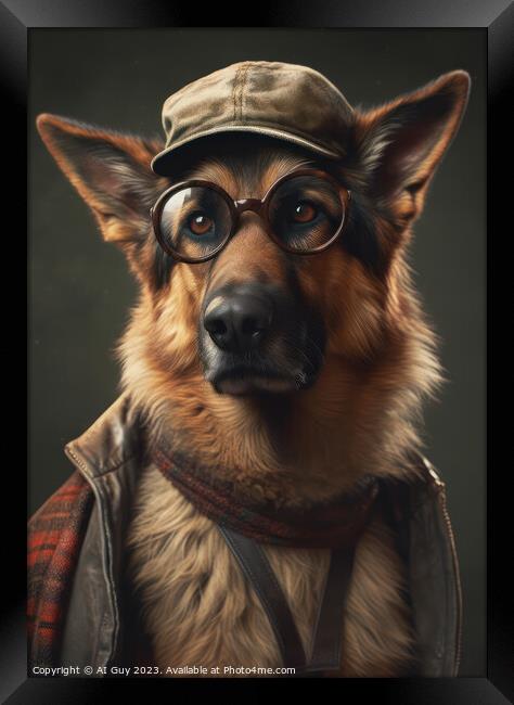 Hipster German Shepherd Framed Print by Craig Doogan Digital Art