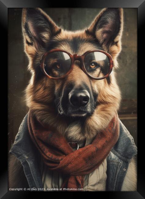 Hipster German Shepherd Framed Print by Craig Doogan Digital Art
