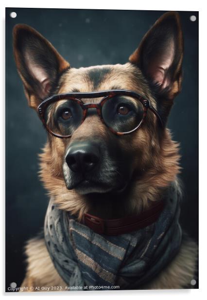 Hipster German Shepherd Acrylic by Craig Doogan Digital Art
