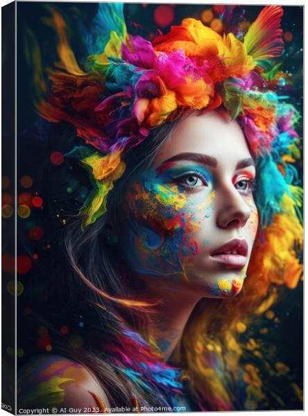 Colourful Female Portrait Canvas Print by Craig Doogan Digital Art