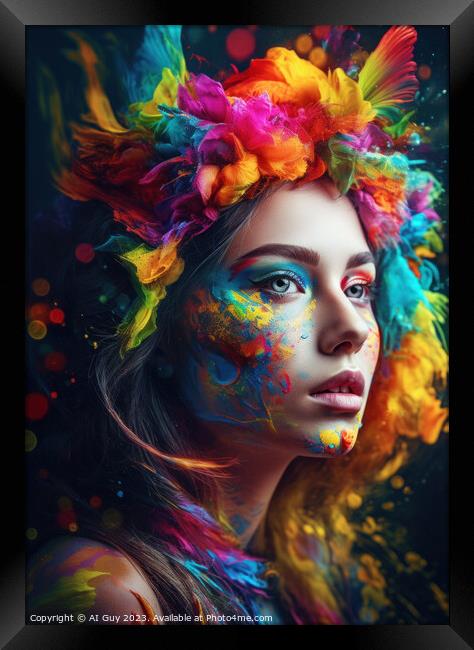 Colourful Female Portrait Framed Print by Craig Doogan Digital Art