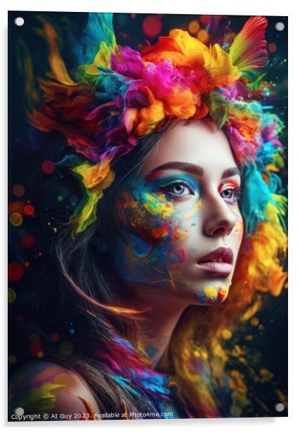 Colourful Female Portrait Acrylic by Craig Doogan Digital Art