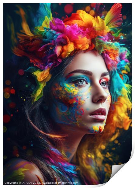 Colourful Female Portrait Print by Craig Doogan Digital Art