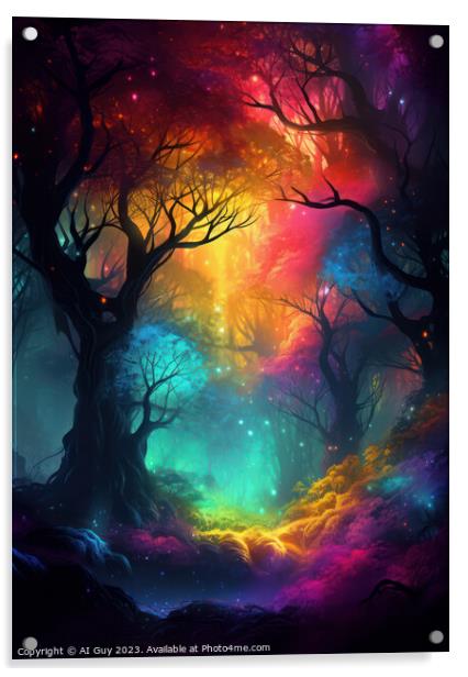 Rainbow Woodland Art Acrylic by Craig Doogan Digital Art