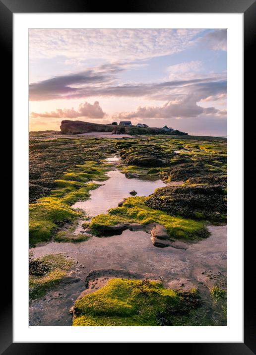 Hilbre Rock Pools at Sunset Framed Mounted Print by Liam Neon