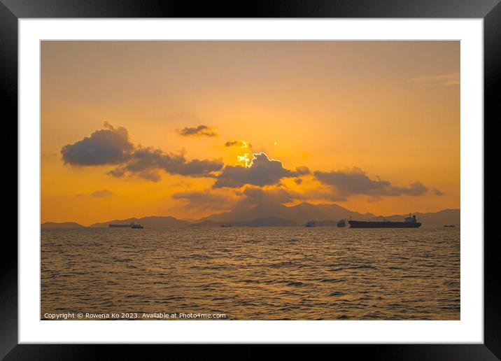 Sunset in Sai Wan near HongKong Island Framed Mounted Print by Rowena Ko